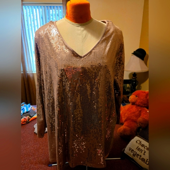 DG2 Diane Gilman 2X Shirt In Sequins - Picture 1 of 11